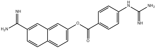 7-carbamimidoylnaphthalen-2-yl 4-guanidinobenzoate 结构式