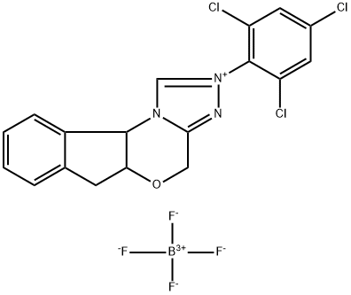 2-(2,4,6-三氯苯基)-5A,10B-二氢-4H,6H-茚并[2,1-B][1,2,4]三唑[4,3-D][1,4]噁嗪-2-四氟硼酸钾 结构式
