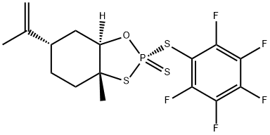(2R,3AR,6S,7AR)-3A-甲基-2-((全氟苯基)硫代)-6-(丙-1-烯-2-基)六氢苯并[D][1,3,2]草硫磷2-硫化物 结构式