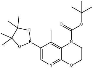 1H-Pyrido[2,3-b][1,4]oxazine-1-carboxylic acid, 2,3-dihydro-8-methyl-7-(4,4,5,5-tetramethyl-1,3,2-dioxaborolan-2-yl)-, 1,1-dimethylethyl ester 结构式