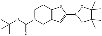 2-(4,4,5,5-四甲基-1,3,2-二氧硼杂环戊烷-2-基)-6,7-二氢噻吩并[3,2-C]吡啶-5(4H)-羧酸叔丁酯 结构式