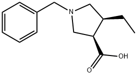 3-Pyrrolidinecarboxylic acid, 4-ethyl-1-(phenylmethyl)-, (3R,4S)- 结构式