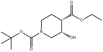 (3S,4S)-1-BOC-3-羟基哌啶-4-甲酸乙酯 结构式