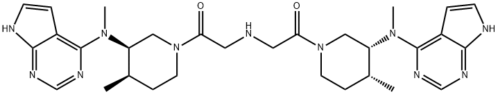 Ethanone, 2,2'-iminobis[1-[(3R,4R)-4-methyl-3-(methyl-7H-pyrrolo[2,3-d]pyrimidin-4-ylamino)-1-piperidinyl]- 结构式