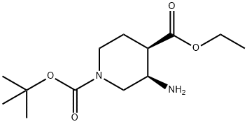 O1-tert-butyl O4-ethyl (3R,4R)-3-aminopiperidine-1,4-dicarboxylate 结构式