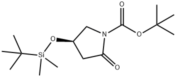 (R)-叔丁基4-((叔丁基二甲基硅基)氧基)-2-氧吡咯烷-1-羧酸酯 结构式