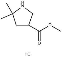 3-Pyrrolidinecarboxylic acid, 5,5-dimethyl-, methyl ester, hydrochloride (1:1) 结构式