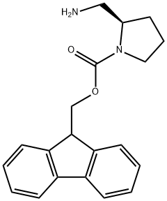 (R)-(9H-芴-9-基)甲基 2-(氨基甲基)吡咯烷-1-甲酸酯 结构式