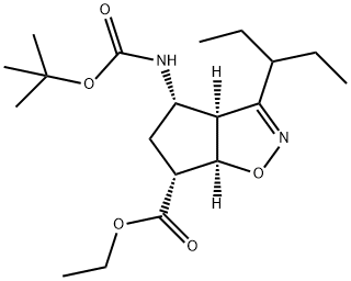 (3AS,4S,6R,6AR)-4-((叔丁氧羰基)氨基)-3-(1'-乙基丙基)-3A,5,6,6A-四氢-4H-环戊烷并[D]异噁唑-6-羧酸甲酯 结构式