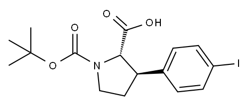 1,2-Pyrrolidinedicarboxylic acid, 3-(4-iodophenyl)-, 1-(1,1-dimethylethyl) ester, (2S,3R)- 结构式