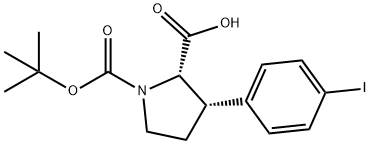 1,2-Pyrrolidinedicarboxylic acid, 3-(4-iodophenyl)-, 1-(1,1-dimethylethyl) ester, (2S,3S)- 结构式
