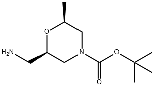 (2R,6S)-2-(氨基甲基)-6-甲基吗啉-4-羧酸叔丁酯 结构式