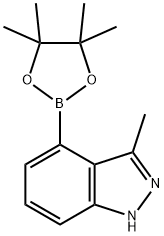 3-甲基-4-(4,4,5,5-四甲基-1,3,2-二氧硼杂环戊烷-2-基)-1H-吲唑 结构式