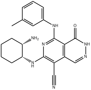 7-(((1R,2S)-2-aminocyclohexyl)amino)-4-oxo-5-(m-tolylamino)-3,4-dihydropyrido[3,4-d]pyridazine-8-carbonitrile 结构式