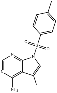 5-碘-7-甲苯磺酰基-7H-吡咯并[2,3-D]嘧啶-4-胺 结构式