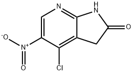 4-氯-5-硝基-1,3-二氢-2H-吡咯并[2,3-B]吡啶-2-酮 结构式