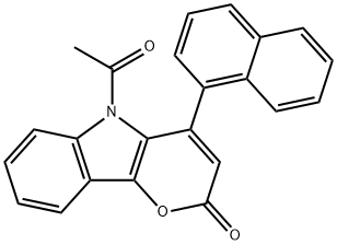 Pyrano[3,2-b]indol-2(5H)-one, 5-acetyl-4-(1-naphthalenyl)- 结构式