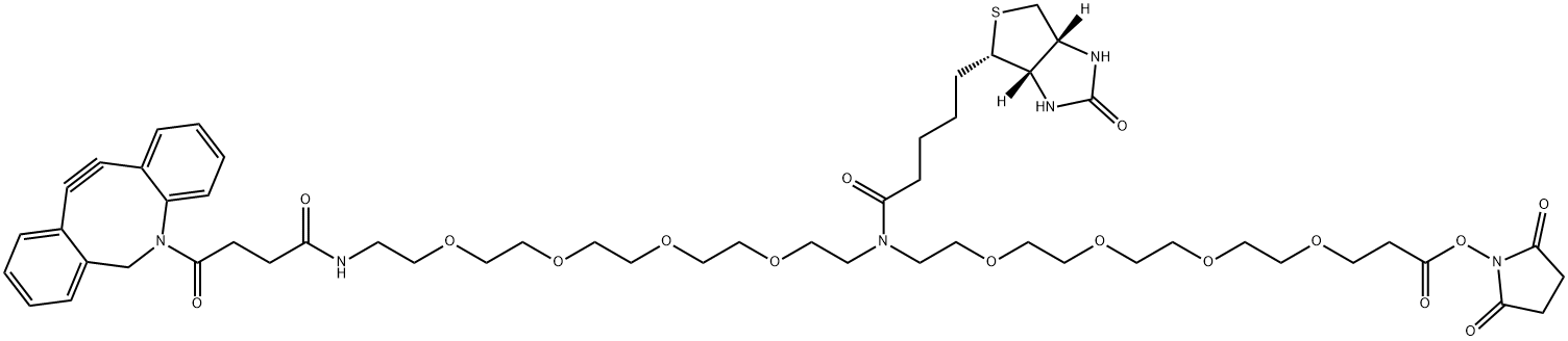 N-(DBCO-PEG4)-N-Biotin-PEG4-NHS 结构式