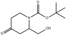 1-Piperidinecarboxylic acid, 2-(hydroxymethyl)-4-oxo-, 1,1-dimethylethyl ester 结构式