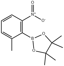 1,3,2-Dioxaborolane, 4,4,5,5-tetramethyl-2-(2-methyl-6-nitrophenyl)- 结构式