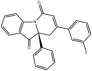 Pyrido[1,2-a]indole-6,10-dione, 8-(3-fluorophenyl)-9,9a-dihydro-9a-phenyl-, (9aS)- 结构式