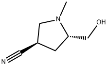 (3R,5S)-5-(羟甲基)-1-甲基吡咯烷-3-腈 结构式