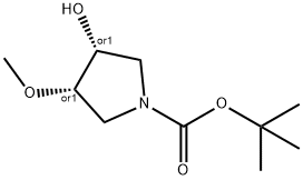 REL-叔丁基(3R,4S)-3-羟基-4-甲氧基吡咯烷-1-羧酸酯 结构式