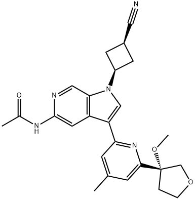 Acetamide, N-[1-(cis-3-cyanocyclobutyl)-3-[4-methyl-6-[(3R)-tetrahydro-3-methoxy-3-furanyl]-2-pyridinyl]-1H-pyrrolo[2,3-c]pyridin-5-yl]- 结构式