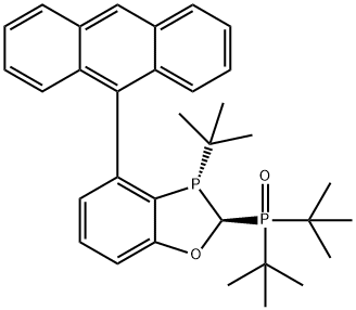 ((2S,3S)-4-(anthracen-9-yl)-3-(tert-butyl)-2,3-dihydrobenzo[d][1,3]oxaphosphol-2-yl)di-tert-butylphosphine oxide 结构式