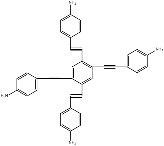 4,4',4'',4'''-[苯-1,2,4,5-四基四(乙炔-2,1-二基)]四苯胺 结构式