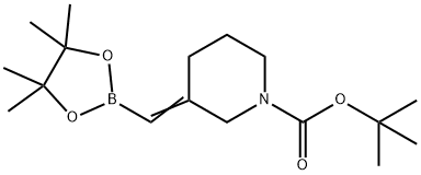 3-(((4,4,5,5-四甲基-1,3,2-二氧杂硼硼烷-2-基)亚甲基)哌啶-1-羧酸叔丁酯 结构式