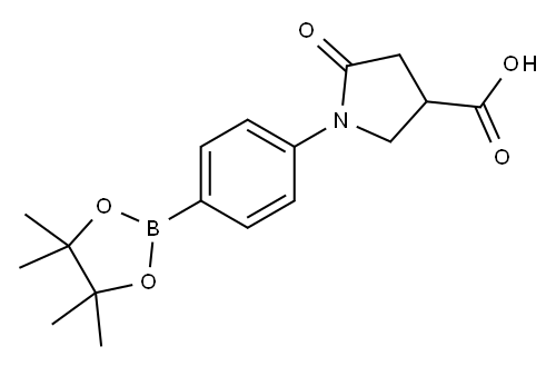 5-Oxo-1-[4-(tetramethyl-1,3,2-dioxaborolan-2-yl)phenyl]pyrrolidine-3-carboxylic acid 结构式