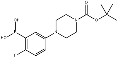 (5-{4-[(tert-Butoxy)carbonyl]piperazin-1-yl}-2-fluorophenyl)boronic acid 结构式
