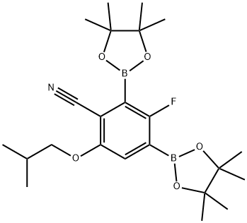 3-氟-6-异丁氧基-2,4-双(4,4,5,5-四甲基-1,3,2-二氧硼杂环戊烷-2-基)苯腈 结构式