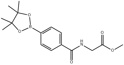 2-(4-(4,4,5,5-四甲基-1,3,2-二氧硼杂环戊烷-2-基)苯甲酰胺基)乙酸甲酯 结构式