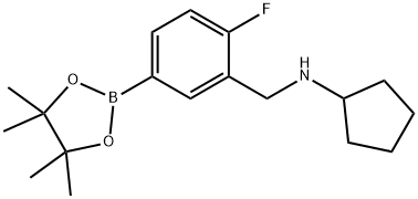 N-(2-氟-5-(4,4,5,5-四甲基-1,3,2-二氧硼杂环戊烷-2-基)苯基)环戊胺 结构式