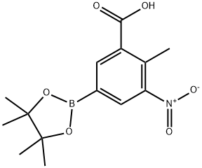 2-Methyl-3-nitro-5-(tetramethyl-1,3,2-dioxaborolan-2-yl)benzoic acid 结构式