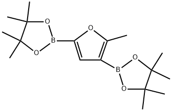 4,4,5,5-Tetramethyl-2-[5-methyl-4-(4,4,5,5-tetramethyl-1,3,2-dioxaborolan-2-yl)furan-2-yl]-1,3,2-dioxaborolane 结构式