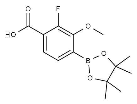 2-Fluoro-3-methoxy-4-(tetramethyl-1,3,2-dioxaborolan-2-yl)benzoic acid 结构式