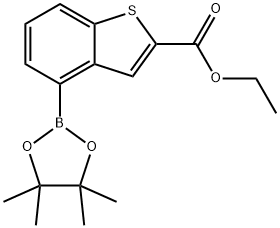 4-(4,4,5,5-四甲基-1,3,2-二氧硼杂环戊烷-2-基)苯并[B]噻吩-2-羧酸甲酯 结构式