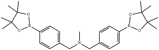 N-甲基-N-(4-(4,4,5,5-四甲基-1,3,2-二氧硼杂环戊烷-2-基)苄基)-1-(4-(4,4,5,5-四甲基-1,3,2-二氧硼杂环戊烷-2-基)苯基)甲胺 结构式