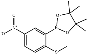4,4,5,5-四甲基-2-(2-(甲硫基)-5-硝基苯基)-1,3,2-二氧硼烷 结构式