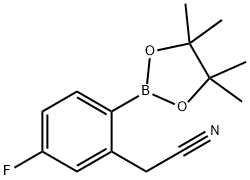 2-(5-氟-2-(4,4,5,5-四甲基-1,3,2-二氧硼杂环戊烷-2-基)苯基)乙腈 结构式