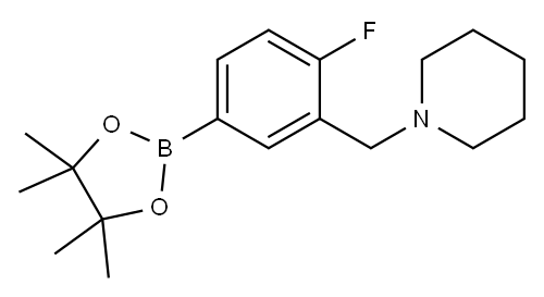 1-(2-氟-5-(4,4,5,5-四甲基-1,3,2-二氧硼杂环戊烷-2-基)苯基)哌啶 结构式