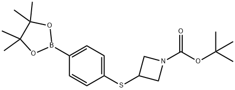 4-[(N-BOC-Azetidin-3-yl)sulfanyl]phenylboronic acid, pinacol ester 结构式