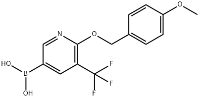 {6-[(4-Methoxyphenyl)methoxy]-5-(trifluoromethyl)pyridin-3-yl}boronic acid 结构式