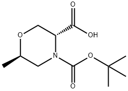 (3R,6R)-4-(叔丁氧基羰基)-6-甲基吗啉-3-羧酸 结构式