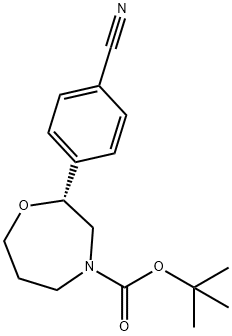 tert-butyl (R)-2-(4-cyanophenyl)-1,4-oxazepane-4-carboxylate 结构式