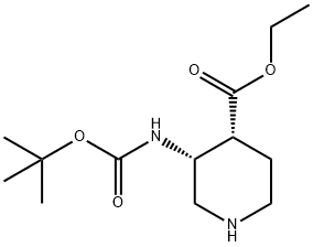 (3R,4R)-3-tert-Butoxycarbonylamino-piperidine-4-carboxylic acid ethyl ester 结构式