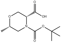 (3R,6S)-4-(叔丁氧基羰基)-6-甲基吗啉-3-羧酸 结构式